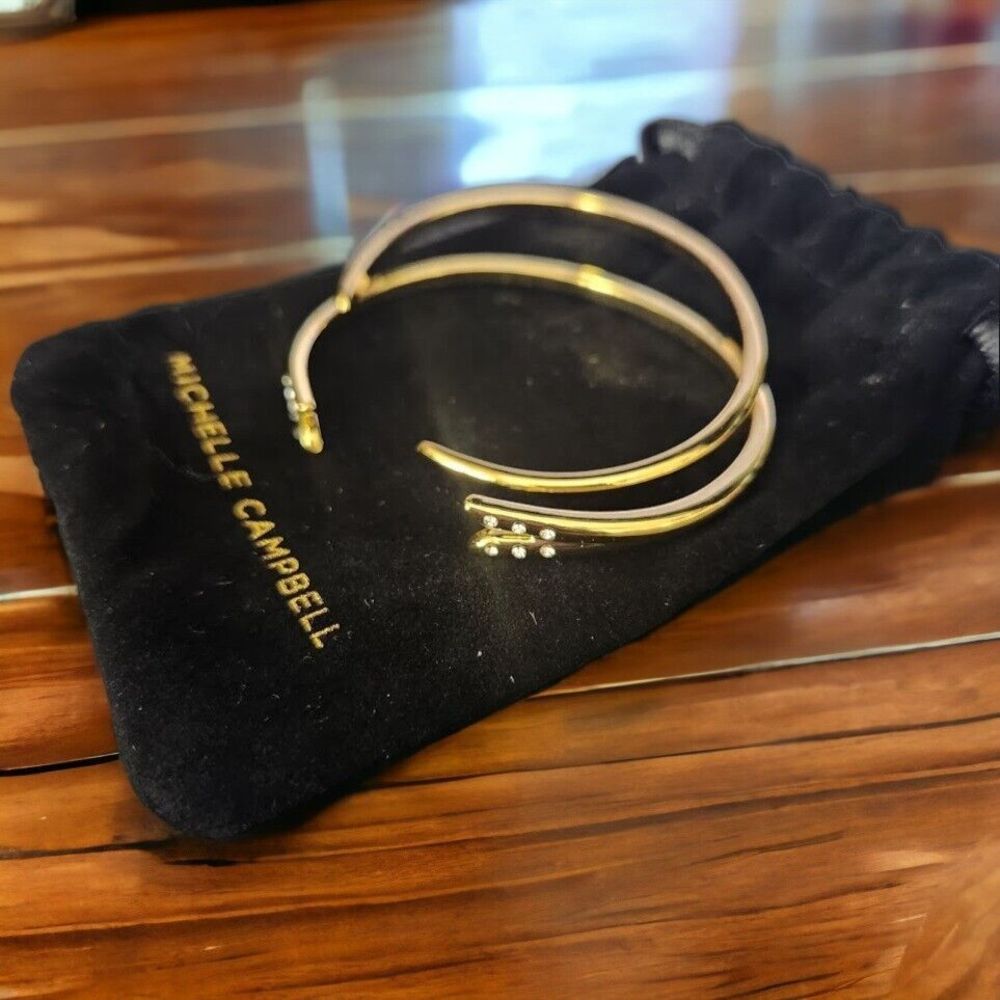 MICHELLE CAMPBELL Women’s 14K Gold Plated Talon Bracelet Cuff Set Bangle Layered